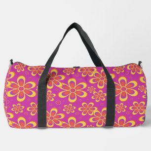 Groovy Magenta Floral Pattern Large Duffle Bag Plunjezak