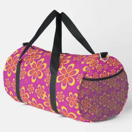 Groovy Magenta Floral Pattern Large Duffle Bag Plunjezak (Rechterhoek)