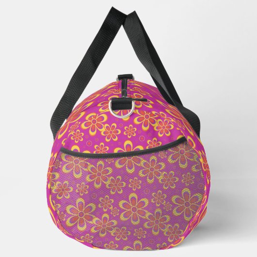 Groovy Magenta Floral Pattern Large Duffle Bag Plunjezak (Rechts)