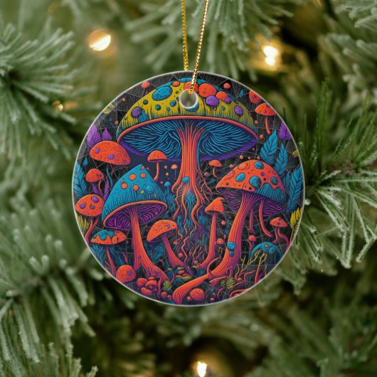 Groovy Magic Mushrooms Keramisch Ornament (Boom)