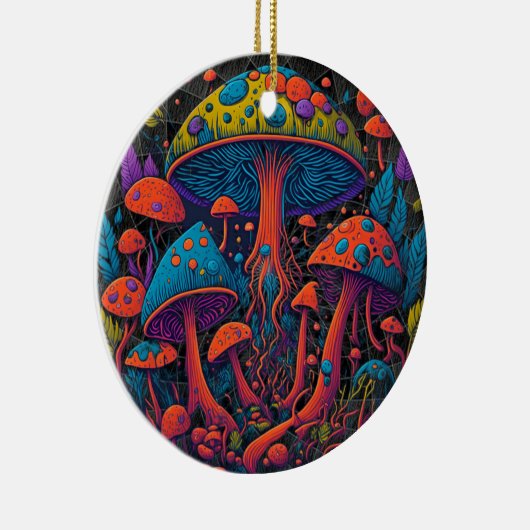 Groovy Magic Mushrooms Keramisch Ornament (Rechts)