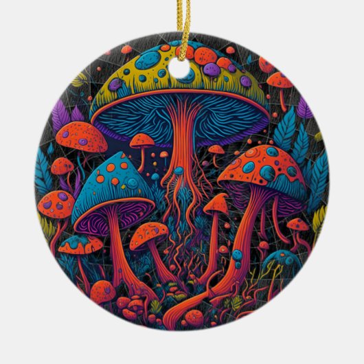 Groovy Magic Mushrooms Keramisch Ornament (Voorkant)