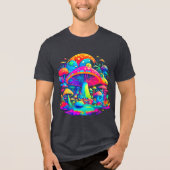 Groovy Magic Mushrooms - Retro Art Tri-Blend Shirt (Voorkant)