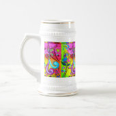 groovy magische paddenstoel vlinderbier stein bierpul (Links)