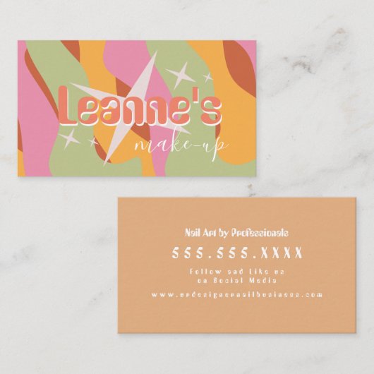 Groovy Makeup Salon Nails Trendy Star Visitekaartje (Voorkant / Achterkant)