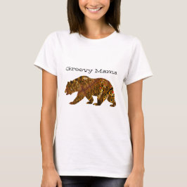 Groovy Mama Beer Fractal Silhouette Typography Art T-shirt