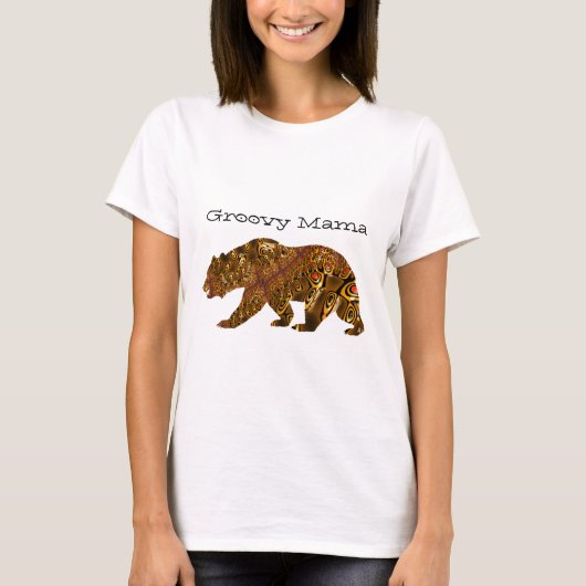 Groovy Mama Beer Fractal Silhouette Typography Art T-shirt (Voorkant)