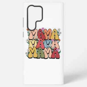 Groovy "Mama" met wilde bloemen Samsung Galaxy Hoesje