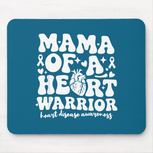 Groovy Mama Of A Heart Warrior Chd Awareness Heart Muismat (Voorkant)