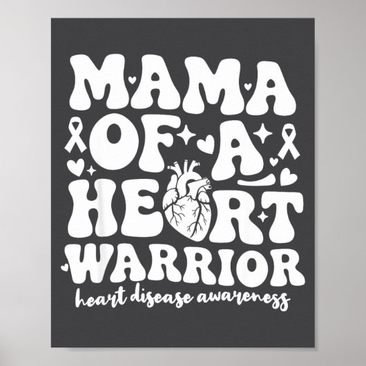 Groovy Mama Of A Heart Warrior Chd Awareness Heart Poster (Voorkant)