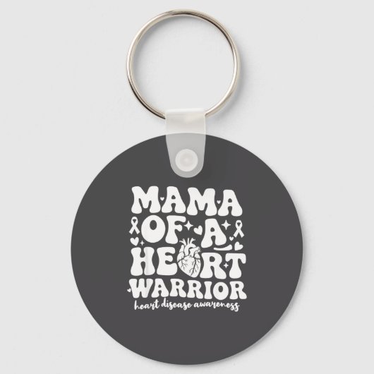 Groovy Mama Of A Heart Warrior Chd Awareness Heart Sleutelhanger (Voorkant)
