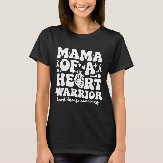Groovy Mama Of A Heart Warrior Chd Awareness Heart T-shirt (Voorkant)