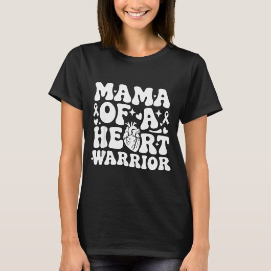 Groovy Mama Of A Heart Warrior Chd Awareness Heart T-shirt (Voorkant)