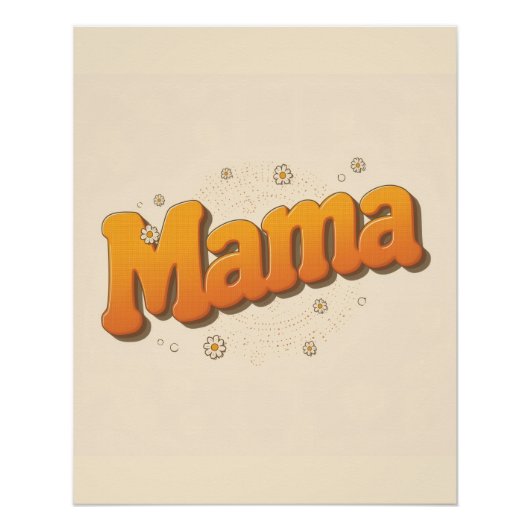 Groovy Mama Retro 70s Typografie Muur Kunst Poster (Voorkant)