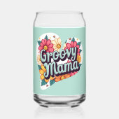 Groovy Mama Retro Bloemen 70s Esthetisch Ontwerp Blikvorm Glas (Voorkant)
