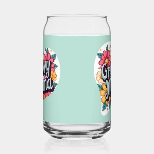 Groovy Mama Retro Bloemen 70s Esthetisch Ontwerp Blikvorm Glas (Rechts)