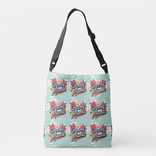 Groovy Mama Retro Bloemen 70s Esthetisch Ontwerp Crossbody Tas (Achterkant)