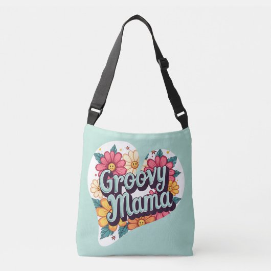 Groovy Mama Retro Bloemen 70s Esthetisch Ontwerp Crossbody Tas (Voorkant)