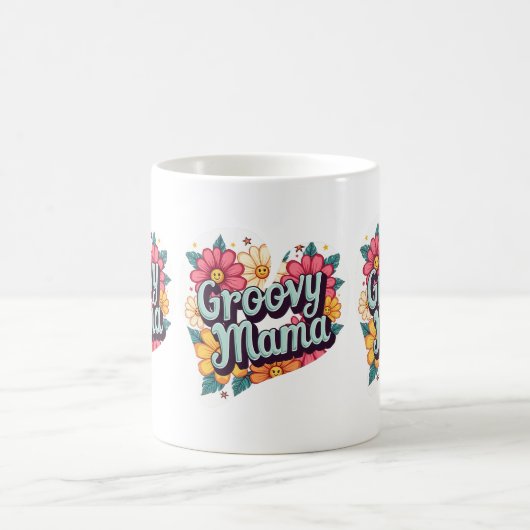 Groovy Mama Retro Bloemen 70s Esthetisch Ontwerp Koffiemok (Center)