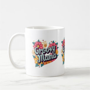 Groovy Mama Retro Bloemen 70s Esthetisch Ontwerp Koffiemok