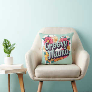 Groovy Mama Retro Bloemen 70s Esthetisch Ontwerp Kussen