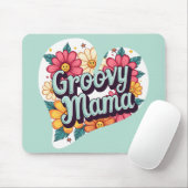 Groovy Mama Retro Bloemen 70s Esthetisch Ontwerp Muismat (Met muis)