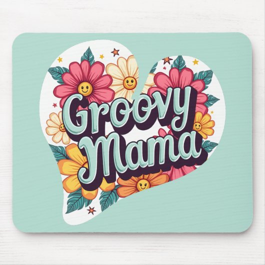 Groovy Mama Retro Bloemen 70s Esthetisch Ontwerp Muismat (Voorkant)