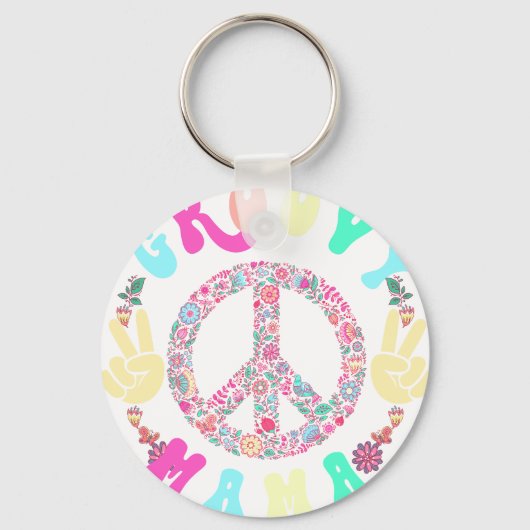 groovy mama, retro, vintage sleutelhanger (Voorkant)