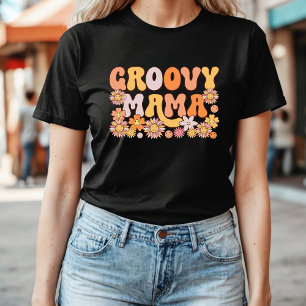 Groovy Mama Typografie Retro 70s Bloemen T-shirt