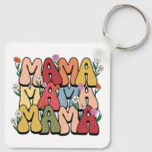 Groovy "Mama" with Wildflowers Sleutelhanger (Achterkant)