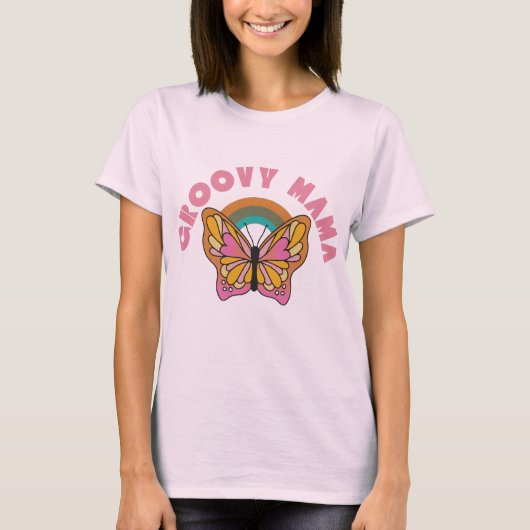 Groovy mamerretro vlinder design t-shirt (Voorkant)