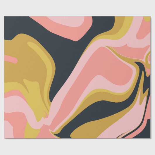 Groovy Marbel Roze Mosterd Swirl Retro 60s Cadeaupapier (Vlak)