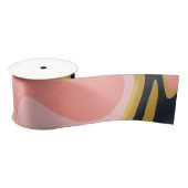 Groovy Marbel Roze Mosterd Swirl Retro 60s Satijnen Lint (Spoel)