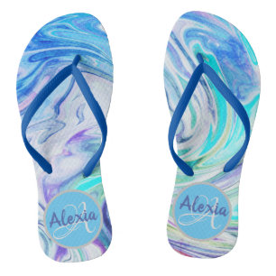 Groovy Marble Swirl Monogram Teenslippers
