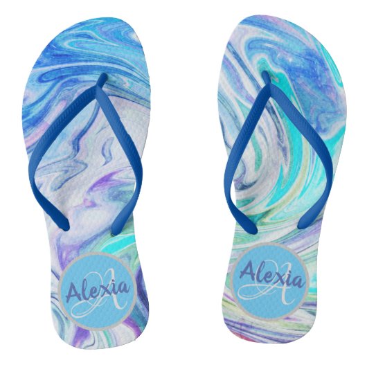 Groovy Marble Swirl Monogram Teenslippers (Voetbed)