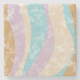 Groovy Marble Swirls Pastel Heart Stamps Stenen Onderzetter