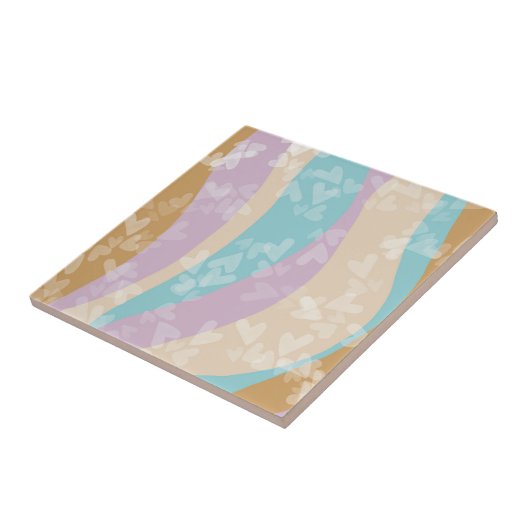 Groovy Marble Swirls Pastel Heart Stamps Tegeltje (Zijkant)