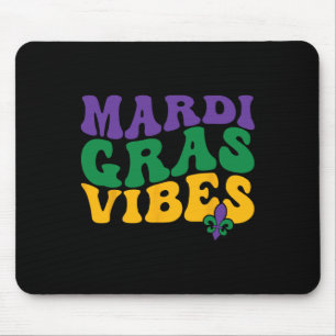 Groovy Mardi Gras Vibes Carnaval kralen Funny Mard Muismat