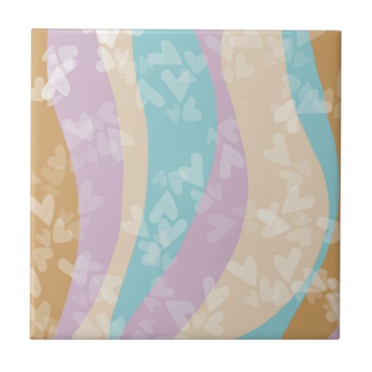 Groovy Marmer Draaikolken Pastel Hart Stempels Tegeltje (Voorkant)