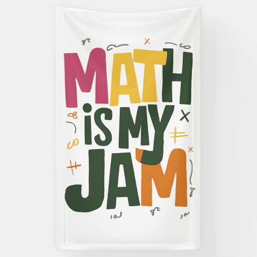 Groovy Math is Mijn Jam Eerste Dag Terug Naar Scho Spandoek (Verticaal)