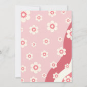 Groovy Meisje 1e Verjaardag Thema Roze Retro Daisy Kaart (Achterkant)