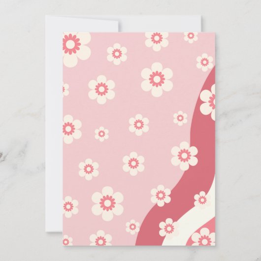 Groovy Meisje 1e Verjaardag Thema Roze Retro Daisy Kaart (Achterkant)