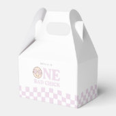 Groovy meisje geruit gelukkig gezicht | 1e verjaar bedankdoosjes (Achterkant)