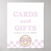 Groovy meisje geruit gelukkig gezicht | Kaarten +  Poster (Voorkant)