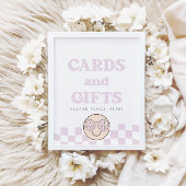 Groovy meisje geruit gelukkig gezicht | Kaarten + Poster