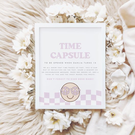 Groovy meisje geruit gelukkig gezicht | Tijdcapsul Poster