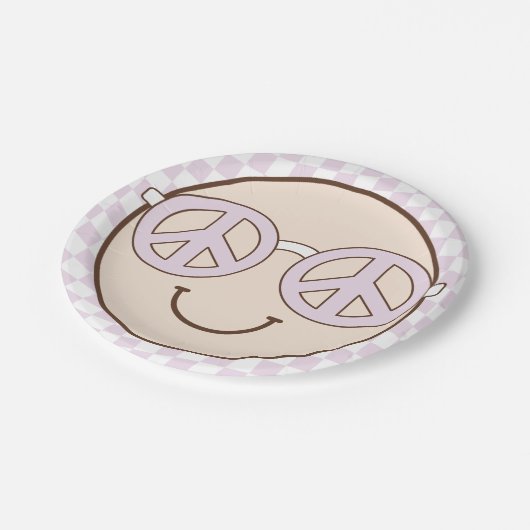 Groovy meisje geruit gelukkig gezicht | Verjaardag Papieren Bordje (Gekanteld)