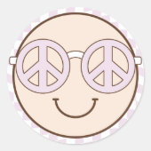 Groovy meisje geruit gelukkig gezicht | Verjaardag Ronde Sticker (Voorkant)