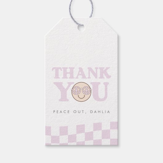 Groovy meisje geruit gelukkig gezicht | Voorkeur Cadeaulabel (Voorkant)