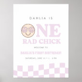 Groovy meisje geruit gelukkig gezicht | Welkomstbo Poster (Voorkant)